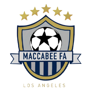 maccabee fc logo shield with soccer ball and gold stars