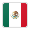 Flag of Mexico with vertical green, white, and red stripes and the national coat of arms in the center.