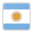 Flag of Argentina with a sun symbol in the center of three horizontal stripes: light blue, white, and light blue.