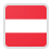 Flag of Austria with three horizontal stripes: red, white, red.