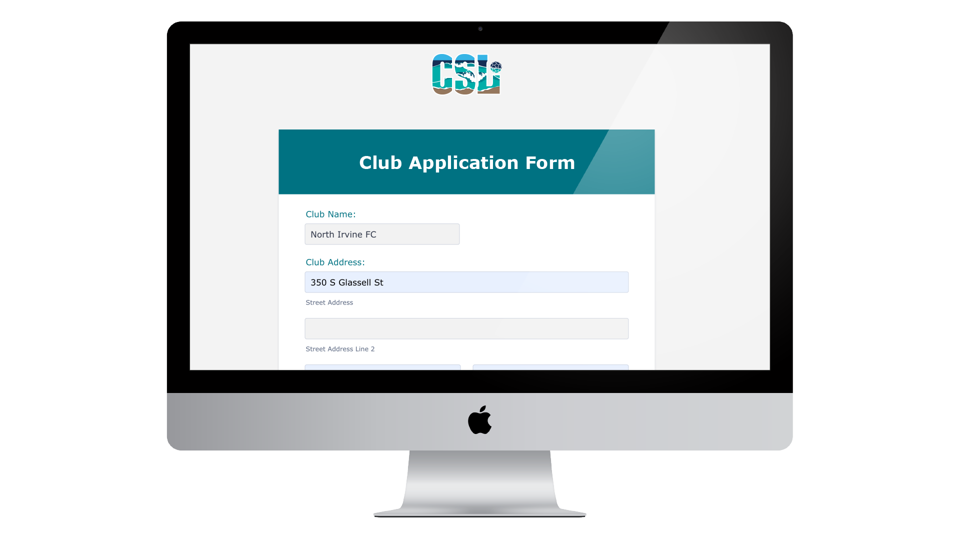 Computer Screen showing the application form